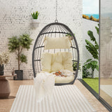 Hand Woven Rattan Swing Chair Hang Chair, Beige Egg Chair