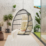 Hand Woven Rattan Swing Chair Hang Chair, Beige Egg Chair