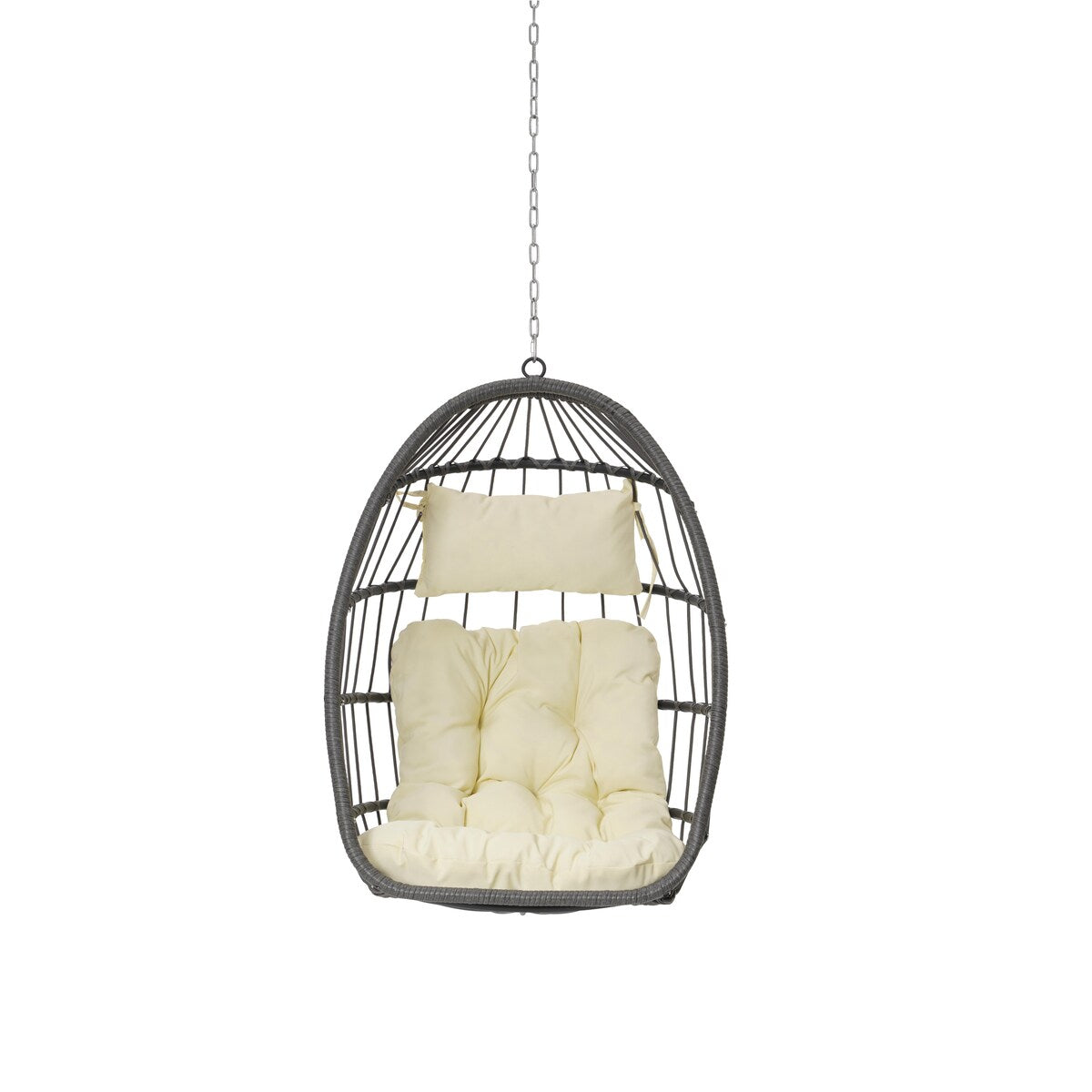 Hand Woven Rattan Swing Chair Hang Chair, Beige Egg Chair