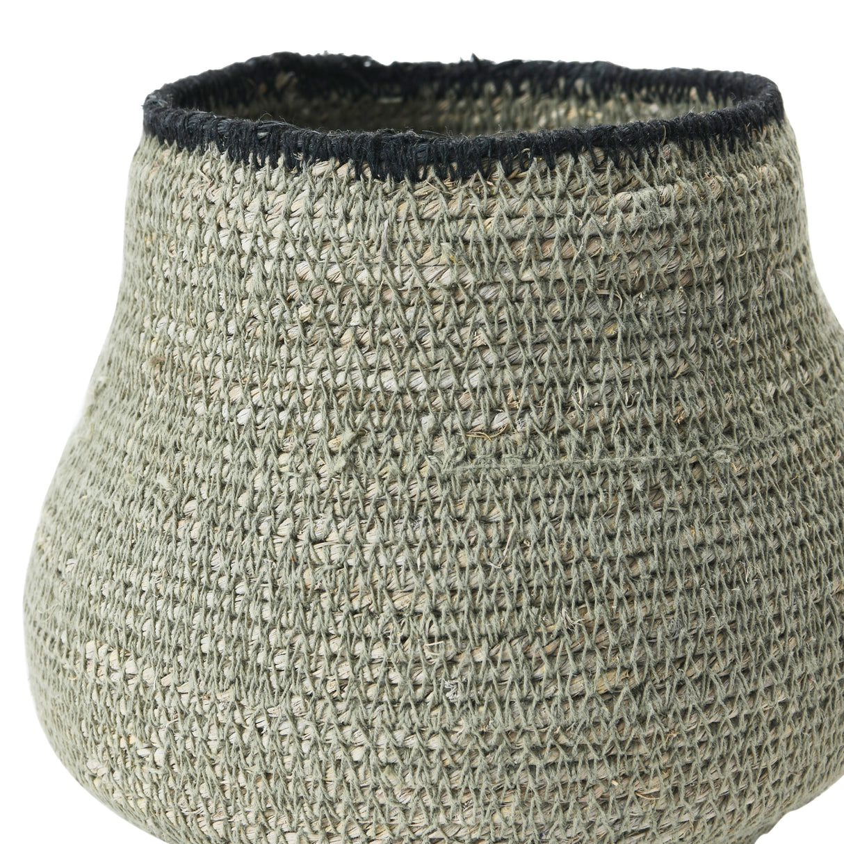 Hand-Woven Seagrass Basket, Grey & Black