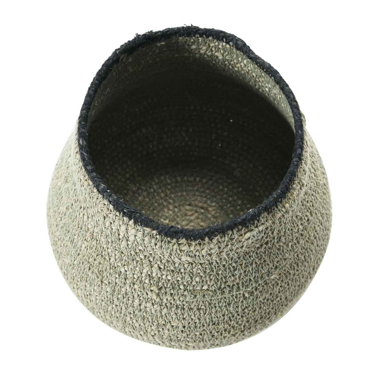Hand-Woven Seagrass Basket, Grey & Black
