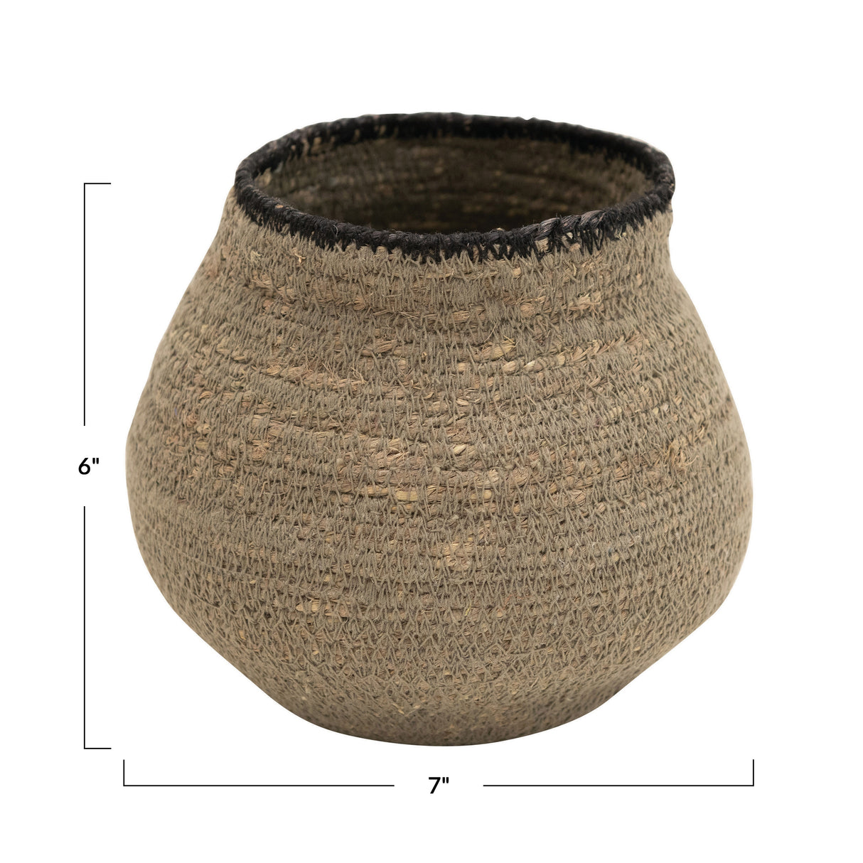 Hand-Woven Seagrass Basket, Grey & Black