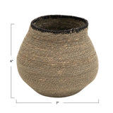 Hand-Woven Seagrass Basket, Grey & Black