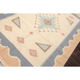 Hand Woven Southwestern Beige, Blue Wool Oriental Area Rug (6x9) - 6' x 9'
