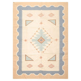 Hand Woven Southwestern Beige, Blue Wool Oriental Area Rug (6x9) - 6' x 9'