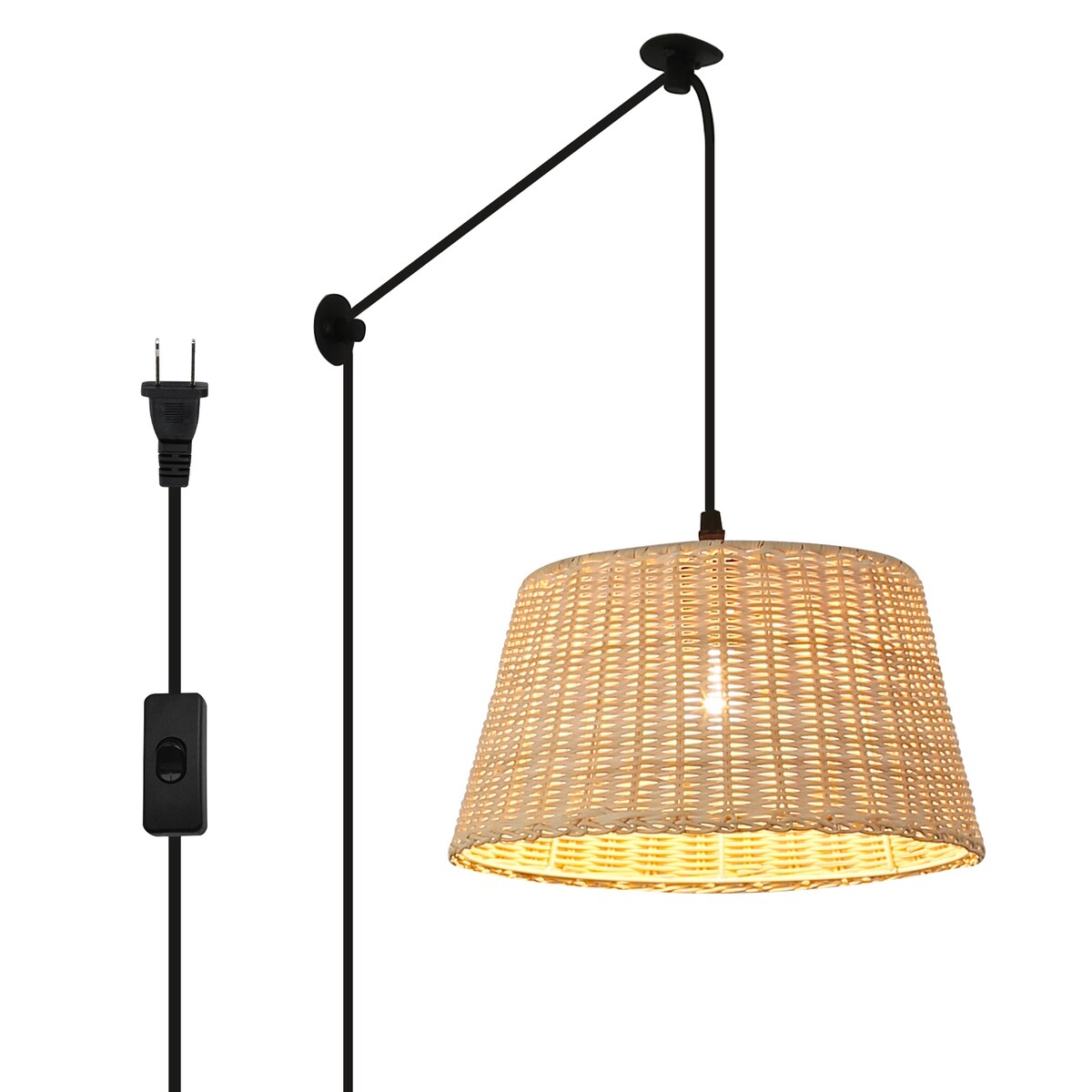 Hand-Woven Wicker Inserted Cord Ceiling Suspension Light