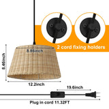 Hand-Woven Wicker Inserted Cord Ceiling Suspension Light