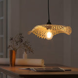 Hand-Woven Wicker Inserted Cord Ceiling Suspension Light