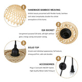 Hand-Woven Wicker Inserted Cord Ceiling Suspension Light