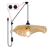 Hand-Woven Wicker Inserted Cord Ceiling Suspension Light