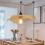 Hand-Woven Wicker Inserted Cord Ceiling Suspension Light