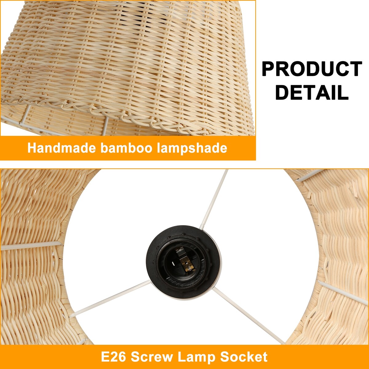 Hand-Woven Wicker Inserted Cord Ceiling Suspension Light