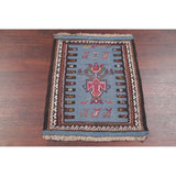 Hand Woven Woolen Blue Kilim Shiraz Persian Carpet Area Rug - 2'9" x 2'1"