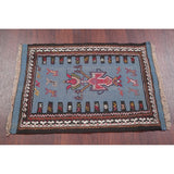 Hand Woven Woolen Blue Kilim Shiraz Persian Carpet Area Rug - 2'9" x 2'1"