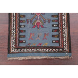 Hand Woven Woolen Blue Kilim Shiraz Persian Carpet Area Rug - 2'9" x 2'1"
