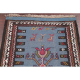 Hand Woven Woolen Blue Kilim Shiraz Persian Carpet Area Rug - 2'9" x 2'1"