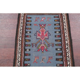 Hand Woven Woolen Blue Kilim Shiraz Persian Carpet Area Rug - 2'9" x 2'1"