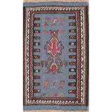 Hand Woven Woolen Blue Kilim Shiraz Persian Carpet Area Rug - 2'9" x 2'1"