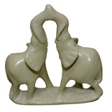 Handmade 6-inch Elephants Kissing Soapstone Figurine (Kenya)