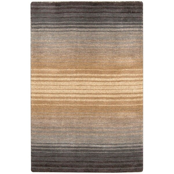 Hand-crafted Brown/Grey Ombre Casual Burger Wool Area Rug - 3'3" x 5'3"