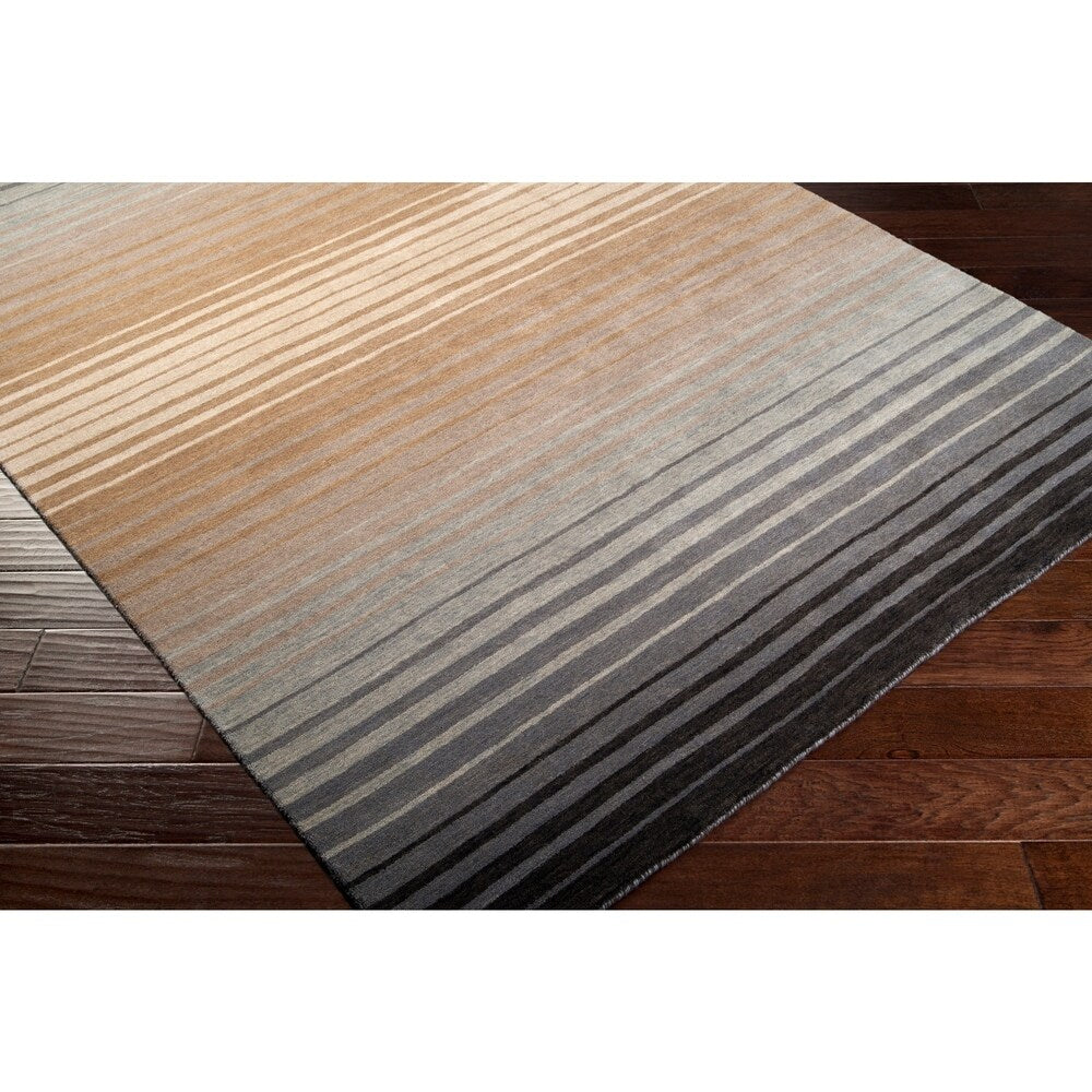 Hand-crafted Brown/Grey Ombre Casual Burger Wool Area Rug - 3'3" x 5'3"