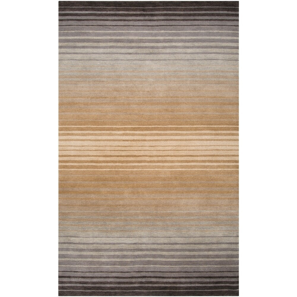 Hand-crafted Brown/Grey Ombre Casual Burger Wool Area Rug - 3'3" x 5'3"