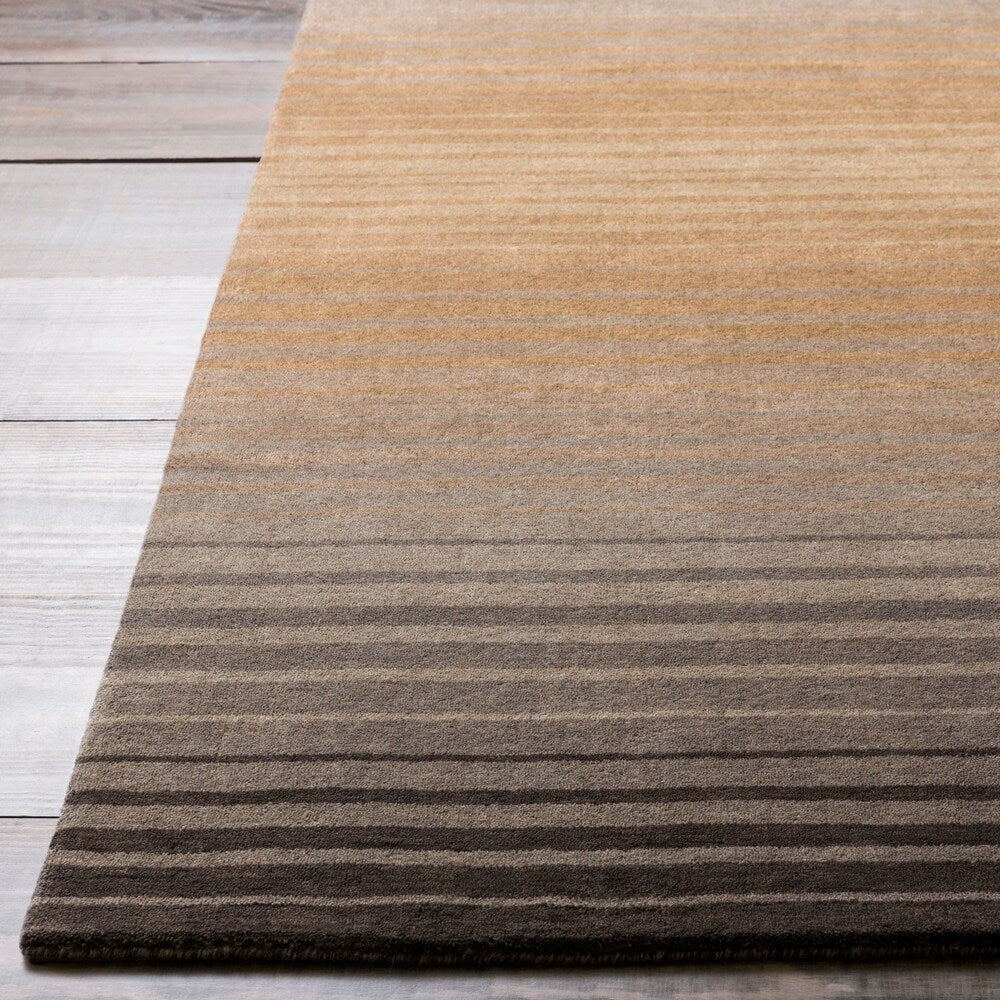 Hand-crafted Brown/Grey Ombre Casual Burger Wool Area Rug - 3'3" x 5'3"