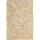 Hand-crafted Solid Beige Damask Contrel Wool Area Rug - 8' x 11'/Surplus
