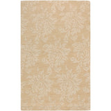 Hand-crafted Solid Beige Damask Contrel Wool Area Rug - 8' x 11'/Surplus