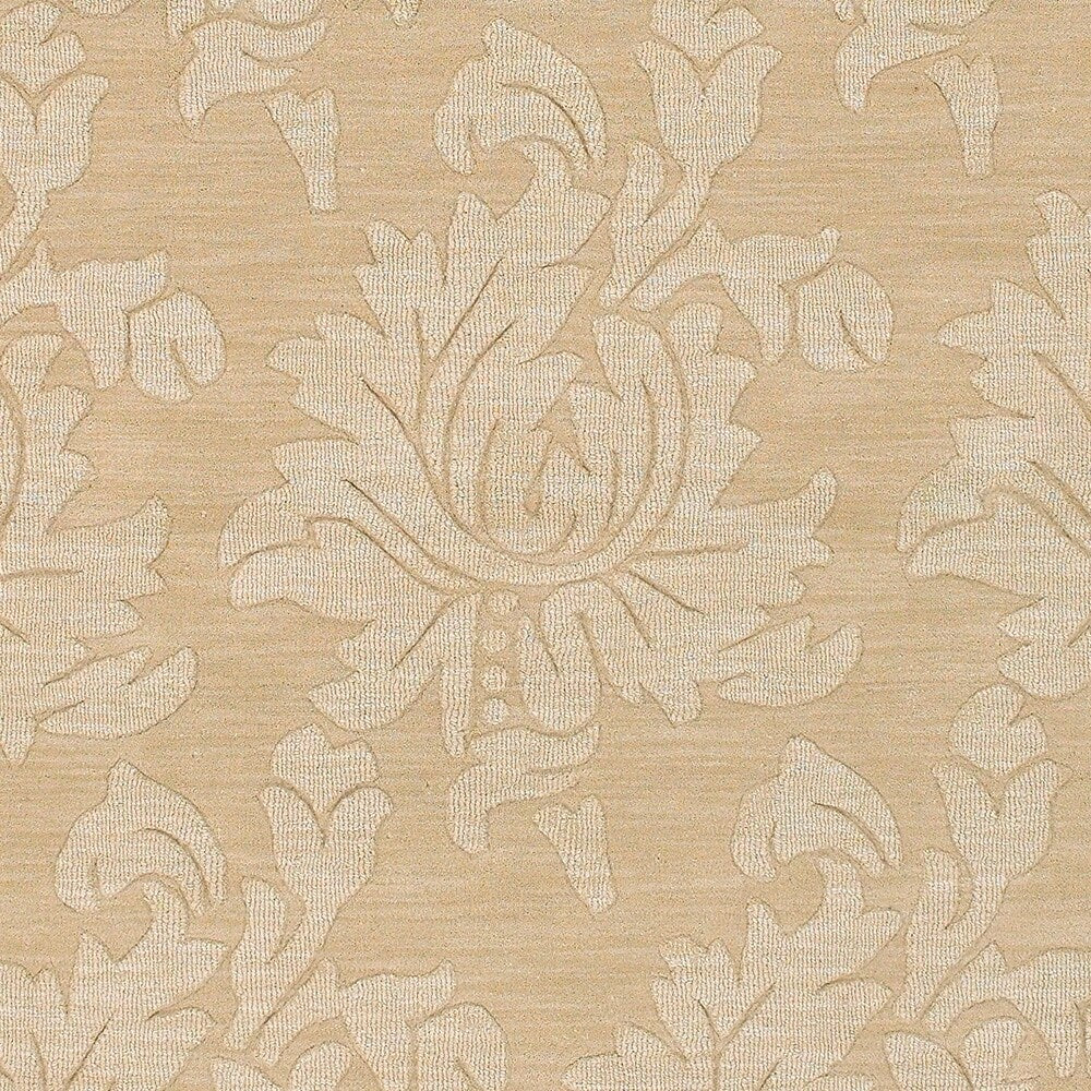Hand-crafted Solid Beige Damask Contrel Wool Area Rug - 8' x 11'/Surplus