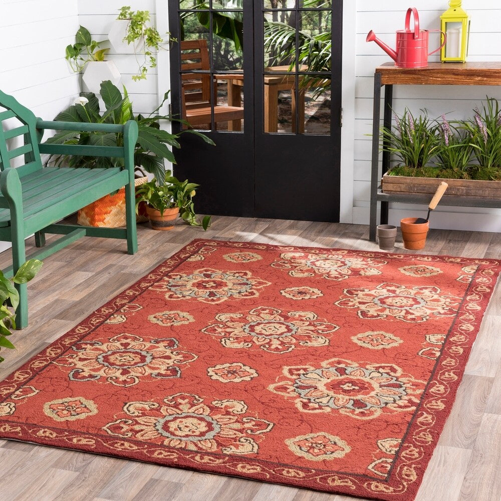Hand-hooked Mila Contemporary Floral Indoor/ Outdoor Area Rug
