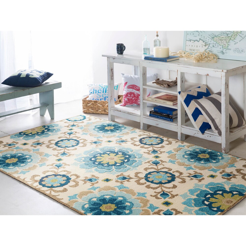 Hand-hooked Natalie Contemporary Floral Indoor/ Outdoor Area Rug