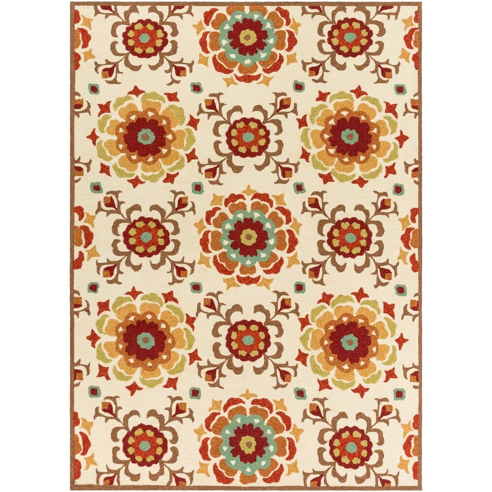 Hand-hooked Natalie Contemporary Floral Indoor/ Outdoor Area Rug