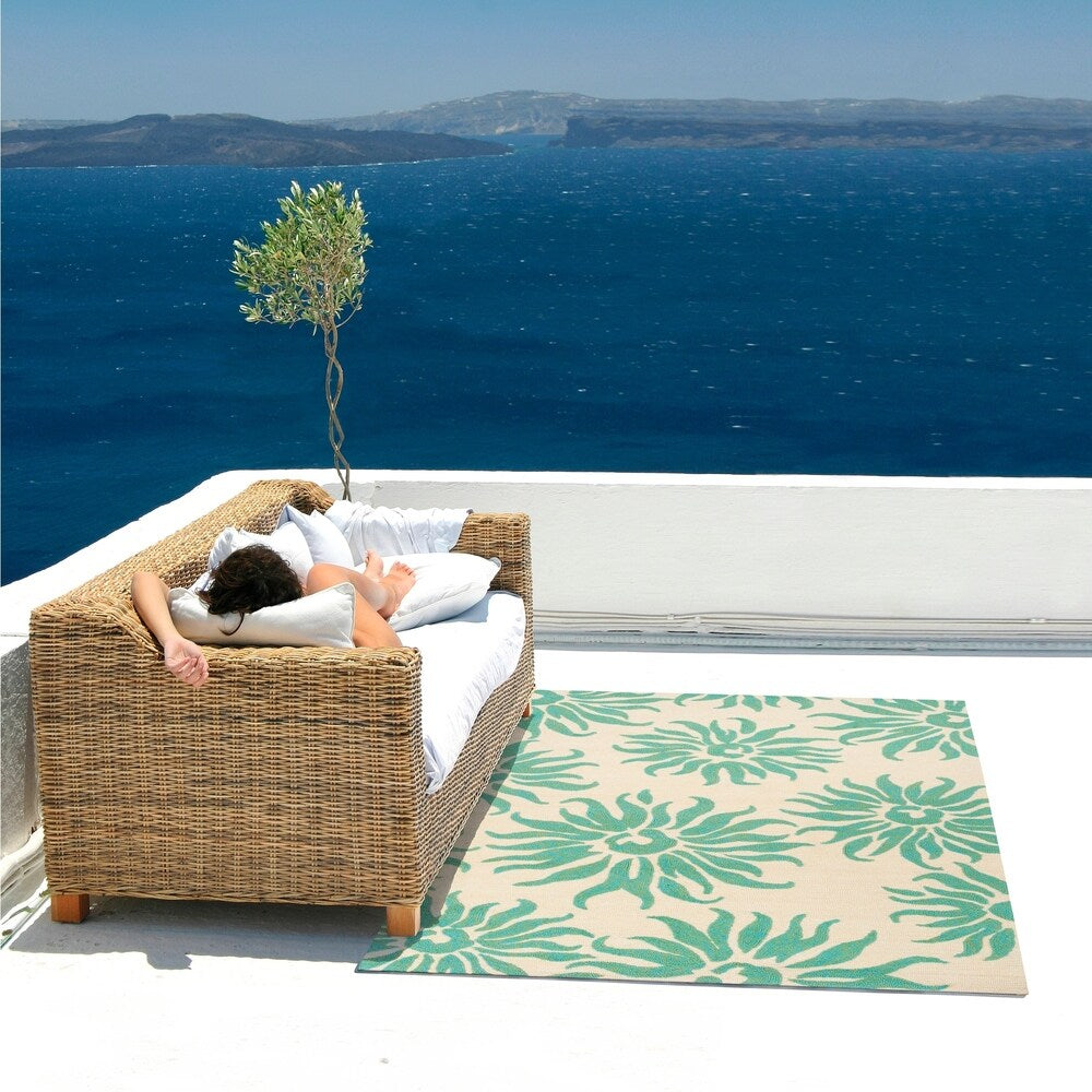 Hand-hooked Salma Transitional Floral Indoor/ Outdoor Area Rug