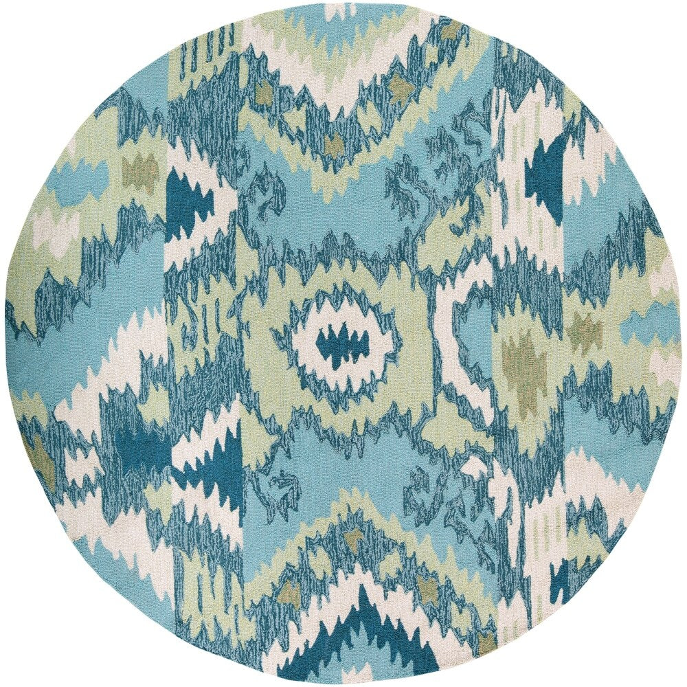 Hand-hooked Soap Blue Area Rug - 6' Round