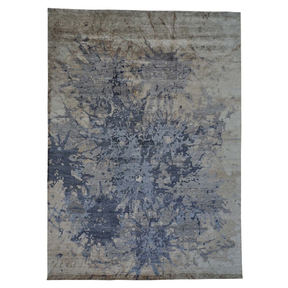 Hand-knotted Abstract Oriental Rayon from Bamboo Silk Rug (9'10 x 13'7) - Multi-color