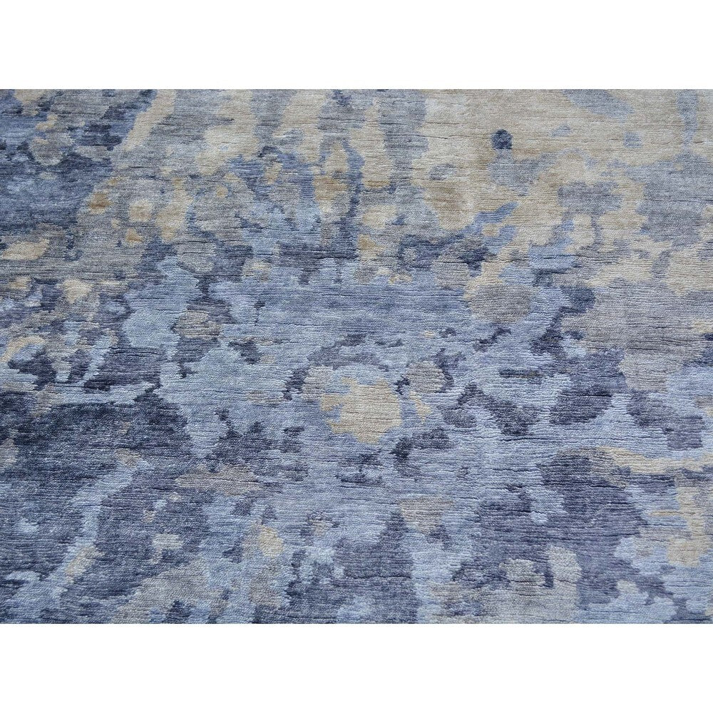 Hand-knotted Abstract Oriental Rayon from Bamboo Silk Rug (9'10 x 13'7) - Multi-color
