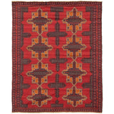 Hand-knotted Baluch Red Wool Rug - 6'2 x 7'7