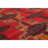 Hand-knotted Baluch Red Wool Rug - 6'2 x 7'7