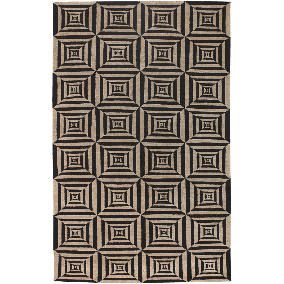 Hand-knotted Beige Bodin Hand-carded New Zealand Wool Area Rug - 5' x 8'