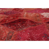 Hand-knotted Color Patchwork Red Wool Rug - 6'10 x 8'9/6'10" x 8'9"