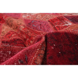 Hand-knotted Color Patchwork Red Wool Rug - 6'10 x 8'9/6'10" x 8'9"