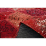 Hand-knotted Color Patchwork Red Wool Rug - 6'10 x 8'9/6'10" x 8'9"