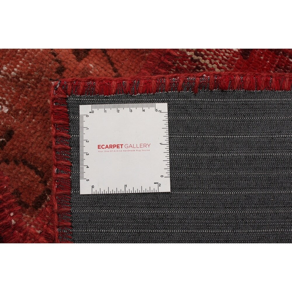 Hand-knotted Color Patchwork Red Wool Rug - 6'10 x 8'9/6'10" x 8'9"