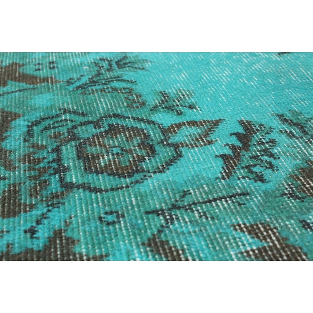 Hand-knotted Color Transition Teal Wool Rug - 3'8 x 6'10