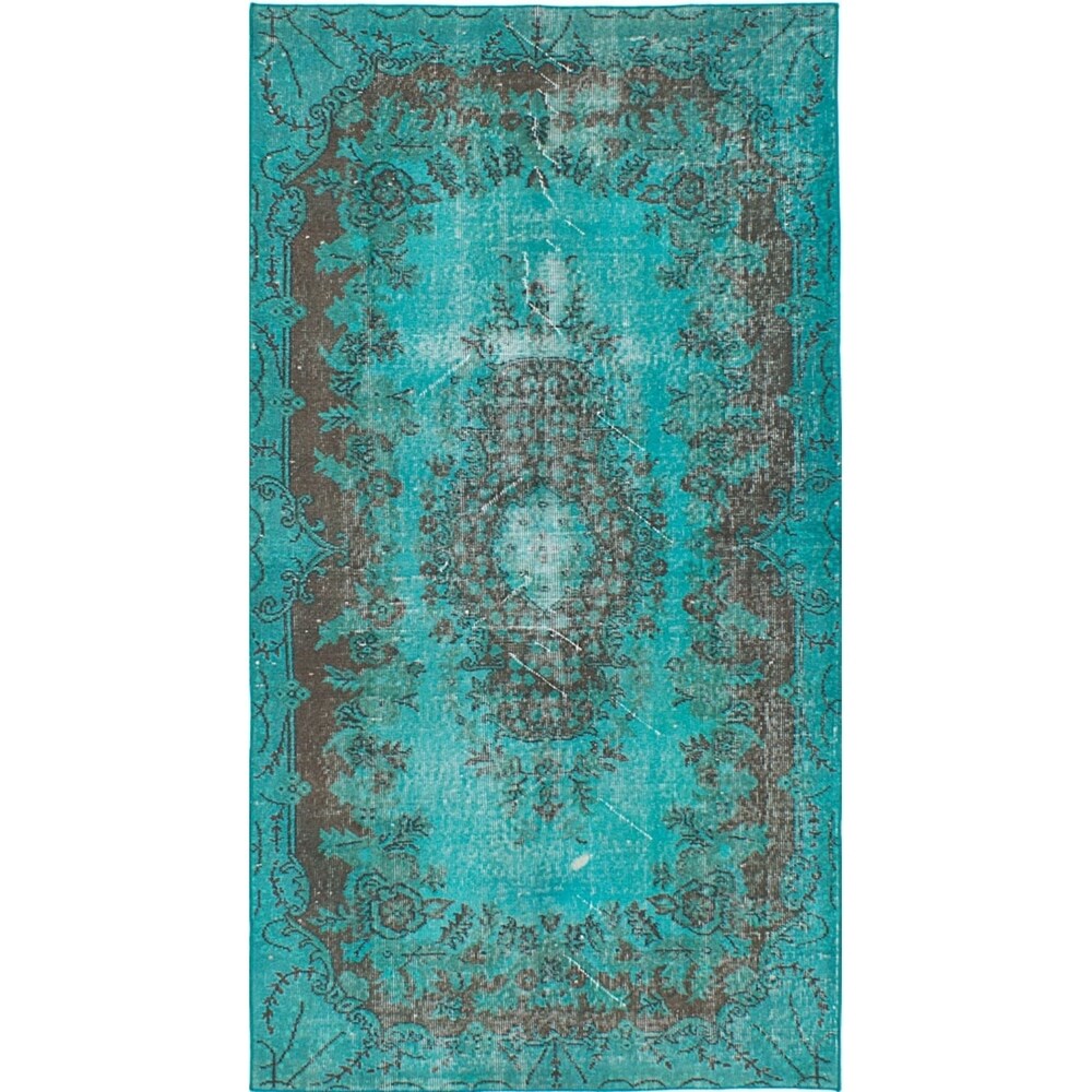 Hand-knotted Color Transition Teal Wool Rug - 3'8 x 6'10