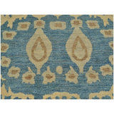 Hand-knotted Denim Blue Ikat Uzbek Design Oriental Rug Wool Area Rug (4'2 x 6')