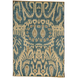 Hand-knotted Denim Blue Ikat Uzbek Design Oriental Rug Wool Area Rug (4'2 x 6')