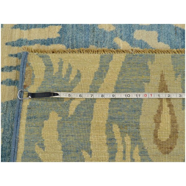 Hand-knotted Denim Blue Ikat Uzbek Design Oriental Rug Wool Area Rug (4'2 x 6')