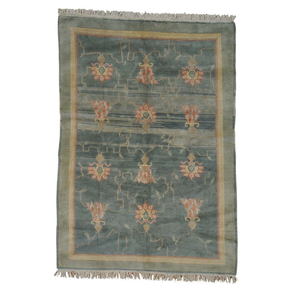 Hand-knotted Denim Blue Modern Nepali Oriental Rug (6' x 8'6)